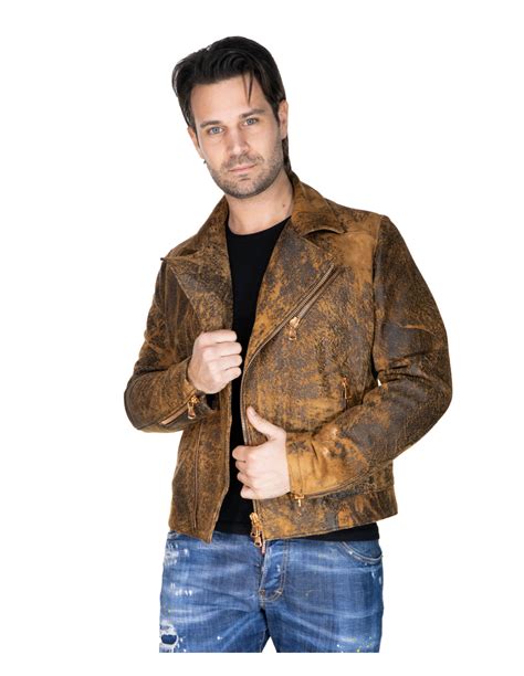 Chiodo in pelle uomo. Made in Italy Leather Trend.